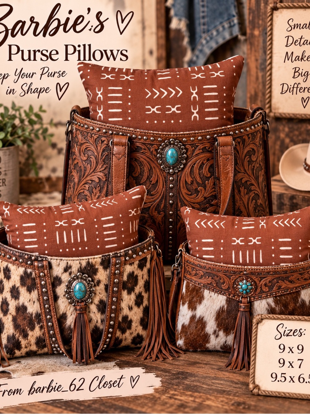 Barbie Brown Tribal Pattern Accent Pillow - Rust Brown with White Motif